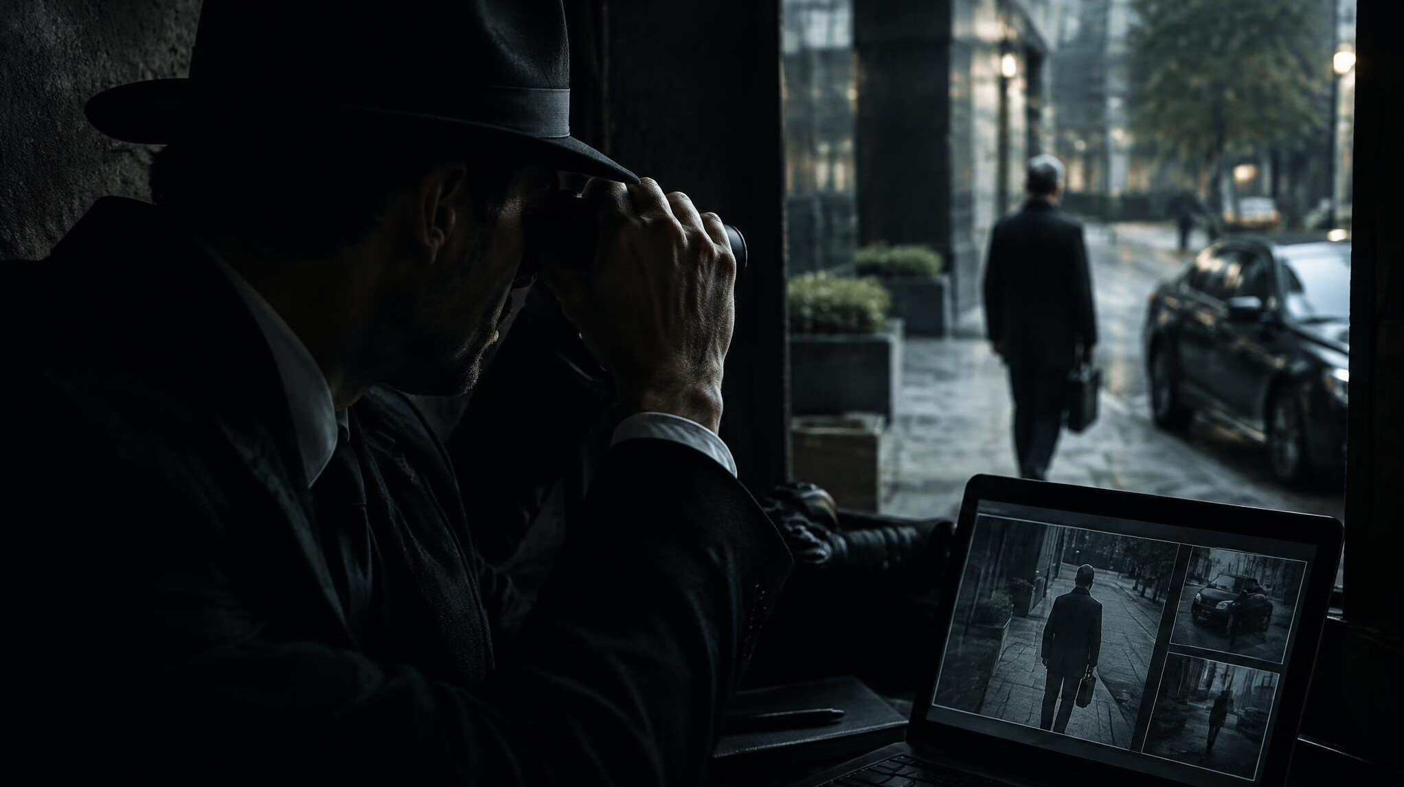 private investigator in shadows