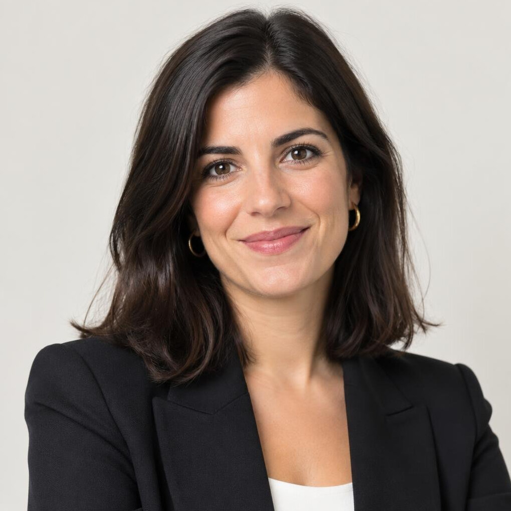 Studio portrait of a Portuguese female investigative reporter in her 30s