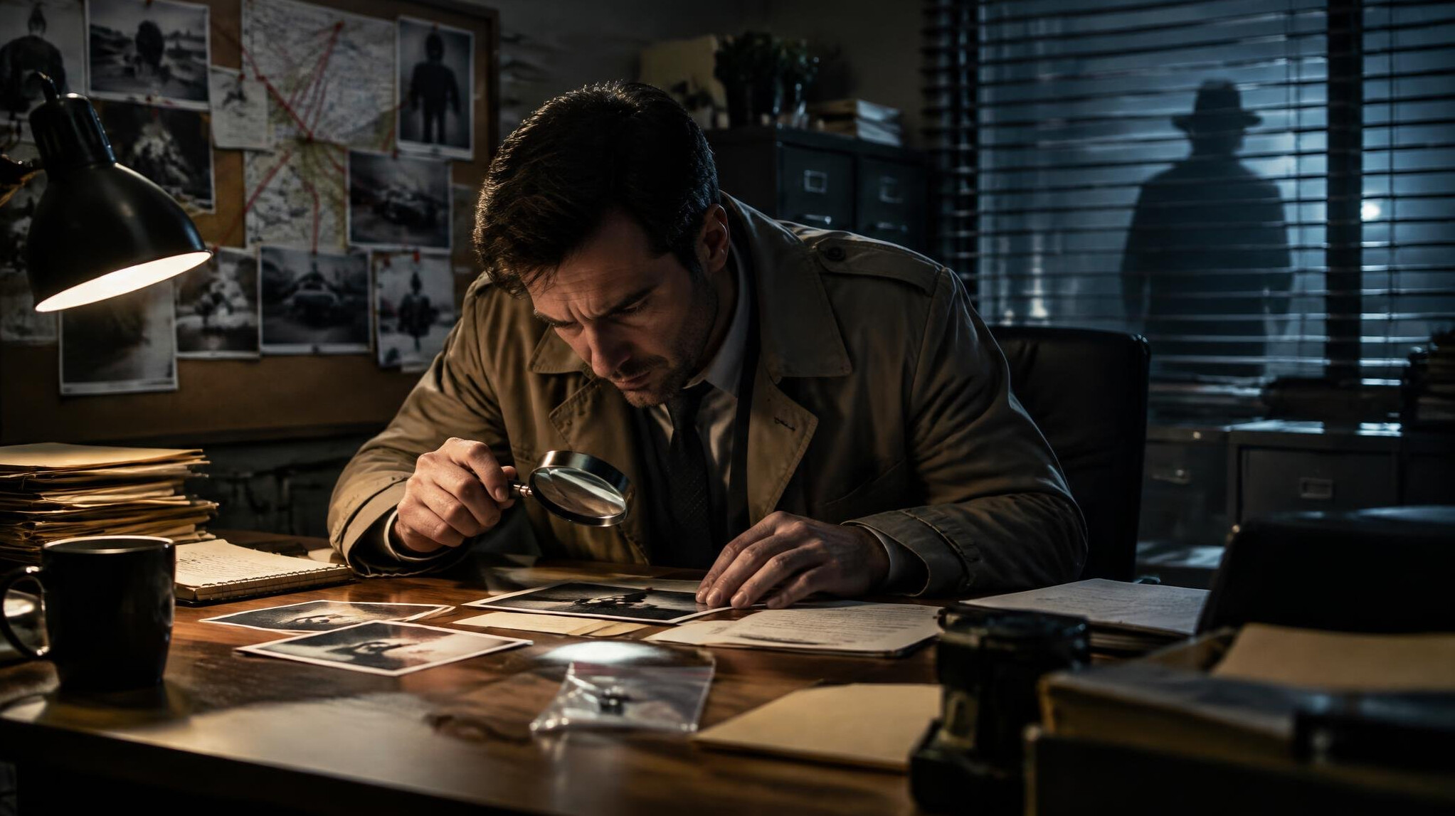 detective searching clues