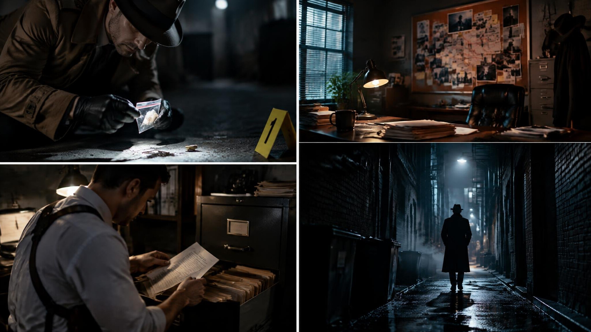 detective examining clues